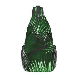 GaxfjRu Green Leaves of Palm Tree Tropical Plants Foldie Crossbody Bag - Kleine Anti-Diebstahl-Umhängetasche für Damen und Herren für Reisen und den täglichen Gebrauch, Schwarz, Einheitsgröße von GaxfjRu