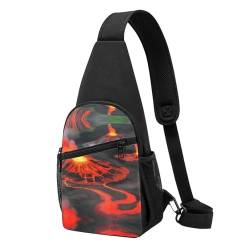 GaxfjRu Kilauea Volcanos Crossbody-Rucksack – vielseitige Brusttasche, Freizeit und Reisen, ergonomische Schultertasche mit doppelseitigem Design, Schwarz , Einheitsgröße von GaxfjRu