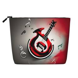 GaxfjRu Kleine Make-up-Tasche mit Musik-Symbol-Druck, Reise-Kosmetiktasche, Make-up-Tasche, kleine Reise-Reißverschlusstasche, wasserabweisend, Schwarz, Einheitsgröße von GaxfjRu