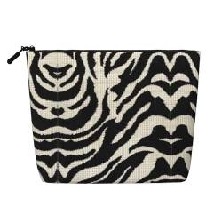 GaxfjRu Kleine Make-up-Tasche mit Zebra-Tierdruck, Reise-Kosmetiktasche, Make-up-Tasche, kleine Reise-Reißverschlusstasche, wasserabweisend, Schwarz, Einheitsgröße von GaxfjRu