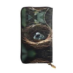 GaxfjRu Little Bird Nest Funktionelle Clutch für Damen – Schlankes und minimalistisches Design, Kunstleder mit Metall-Reißverschluss, Schwarz, Einheitsgröße, Classic von GaxfjRu