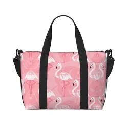 Sommer-Flamingo-Palmenblätter-Reisetasche für Reisen, leichte persönliche Gegenstände, Reisetaschen für Damen, Turnbeutel für Herren, Schwarz, Einheitsgröße von GaxfjRu