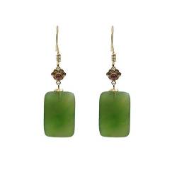 Ohrringe, Anhänger-Ohrringe, Natürliche Hetian Jade Ohrringe for Frauen vergoldete Jade Ohrringe chinesische grüne natürliche Hetian Jade Tropfen Ohrringe Jade Ohrringe von GeOinQL