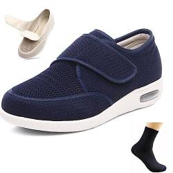 GeRRiT Diabetiker Ödem Schuhe Schuhe Für Geschwollene Füße Senioren Schuhe Therapieschuhe Gesundheitsschuhe Damen Mesh Atmungsaktiv Walking Sneakers Einfaches An- und Ausziehen,Blue-42 EU von GeRRiT