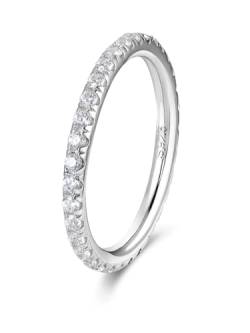 GeRRiT Modischer dünner Ring for Damen, Moissanit, 18 Karat Gold, S925-Sterlingsilber, Diamant-Ehering (Color : Silver (color)_4) von GeRRiT