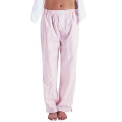 Geagodelia Damen Pyjamahose Sommer Pyjama Hosen Schlafhose Leichte Gestreifte Lange Hose Y2k Lounge Pants Sommerhose Freizeithose Nachtwäsche (E - Pink Streifen, L) von Geagodelia