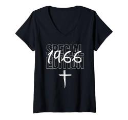 Damen Jahrgang 1966 Geburtstag Design Frauen Männer geboren 1966 T-Shirt mit V-Ausschnitt von GebGesch 1966 Geburtstag Geschenke