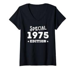 Damen Jahrgang 1975 Geburtstag Design Frauen Männer geboren 1975 T-Shirt mit V-Ausschnitt von GebGesch 1975 Geburtstag Geschenke