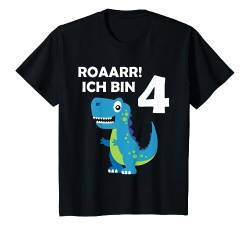 Kinder 4 Geburtstag Junge Dino T-Rex Dinosaurier 4er 4 Geburtstag T-Shirt von Geburtstag Geschenk Co.