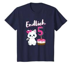 Kinder Miau Katze 5. Geburtstag Mädchen lustiges Kätzchen Torte T-Shirt von Geburtstag Mädels & Jungs Geschenkideen von Herzen