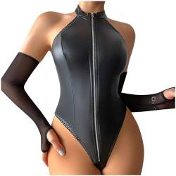 Damen Bodysuit Top Zip ReizwäSche Reizvolles Shirts Schulterfrei Pullover Overall TeddybäR WäSche Backless Babydoll Negligee Latex Erotische Nachthemd Für Frauen Porno Sex Dessous von Gefomuofe