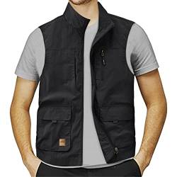 Gefomuofe Herren Arbeitsweste Ärmellose Sommer Ärmellos Jacke Frühlingsjacke Outdoor-Weste leicht Baumwolle Anglerweste Safari Weste Outdoor Klettern Camping Gilets Reporter Fotoweste Für Jagd Angeln von Gefomuofe