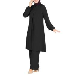 Gefomuofe Muslimische Anzug Damen Langarm Islamische Muslimische Kleid Einfarbige Lose Islamische Kleidung Türkische Robe für Ethnische, Braut, Abend von Gefomuofe