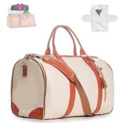 Faltbare Reisetasche, faltbare Reisetasche, Handgepäck, Reisetasche für Damen, Handgepäck, Reisetasche für Kleidung, Damenreisetasche mit Kleidung, beige von Gehanico