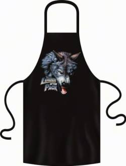 Grillschürze für Männer mit Spruch "Wolf Leader of The Pack" | Grill Schürze Kochschürze lustig Baumwolle schwarz | lustige Geschenke zum Thema BBQ Grillen Grillzubehör von Geile-Fun-T-Shirts