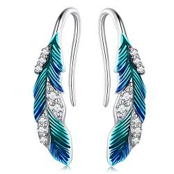 GemKing BSE707 Dazzling blue feather earrings S925 Sterling Silver Earring von GemKing