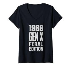 Damen Generation X 1968 Feral Edition Gen Xer Geboren 1968 Retro Vintage T-Shirt mit V-Ausschnitt von Gen X The Feral Generation