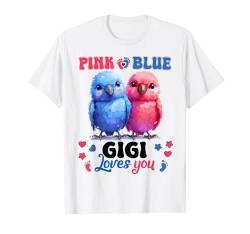 Pink Or Blue Gigi Loves You Cute Parrot Gender Reveal Baby T-Shirt von Gender Reveal Baby Pink or Blue Matching Family