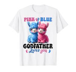 Pink Or Blue Godfather Loves You LLama Gender Reveal Baby T-Shirt von Gender Reveal Baby Pink or Blue Matching Family