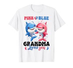 Pink Or Blue Grandma Loves You Cute Shark Gender Reveal Baby T-Shirt von Gender Reveal Baby Pink or Blue Matching Family