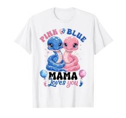 Pink Or Blue Mama Loves You Cute Snake Gender Reveal Baby T-Shirt von Gender Reveal Baby Pink or Blue Matching Family