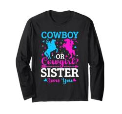 Gender Reveal Party Cowboys oder Cowgirls rosa oder blaue Schwester Langarmshirt von Gender Reveal Baby Shower Family Matching