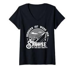 Damen Gendern Geschenk Sachse Lustige Sprüche Sächsisch Humor T-Shirt mit V-Ausschnitt von Gendern Tshirt Herren Damen Lustig Witzig Sachse