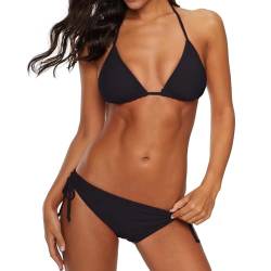 2024 - Damen Bandeau Bandage Bikini Set Push Up Brasilianische Strandmode Badeanzug Badekleider Damen Zweiteilig (Black, M) von Generic