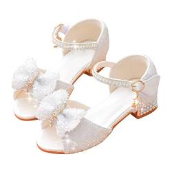 Generic 35 Kinder Sommer Weichen Boden Atmungsaktive Rutschfeste High Heel Strass Bogen Kinder Mode Prinzessin Sandalen Baby Schuhe (White, 33 Big Kids), qt56zWzYG von Generic