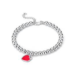 925 Silber Charms Armband Emaille Perlen Herz Anhänger für Frauen Hochzeit Schmuck Geschenk von Generic