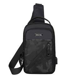 Aktentasche GeldböRse Herren Slim Wallet Umhängetasche für Männer Frauen Schulterrucksack Brusttaschen Crossbody Daypack mit USB-Kabel für Wandern Camping Backpack Women Rucksack (Black, One Size) von Generic