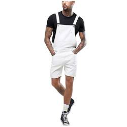 Arbeitshosen Männer Latzhose Stretch Jeans-Latzhose Herren Übergröße Jeanslatzhose Mit Hosenträger Denim-Overalls Weiß Arbeitshose Sommer Kurze Hosen Latzshorts Regular Fit Jeansshorts von Generic