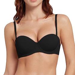 BH Damen Trägerloser BH Super Push up Extrem BH Große Größen mit Bügel Geformte Comfy Multiway Strapless Bra Starker Halt von Generic