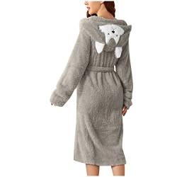 Bademantel Damen Flauschig Mit Kapuze Katze Gesicht und Ohren 3D Tier Gewand Morgenmantel Damen Kuschelig Hausmantel Flannel Pajamas Fleece Nightgown Bathrobe Causal von Generic