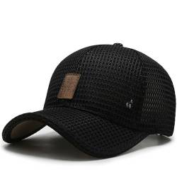 Baseball Cap Mesh Atmungsaktiv Baseballkappe Verstellbar Basecap Sommer Sonnenhut Schildkappe Schirmmütze Outdoor Sport Cap für Herren Damen (DE/NL/SE/PL, Alphanumerisch, Einheitsgröße, Schwarz) von Generic