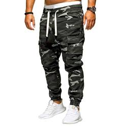 Camouflage Jogginghose Herren Cargo Hosen Herren Jeans Stretch Trainingshose Kordelzug Sporthose Herren Lang Baumwolle Hose Herren Arbeitshose mit Seitentaschen Wanderhose Outdoorhose von Generic