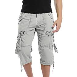 Cargo Shorts Herren Knielang 3/4 Caprihose Kurze Hosen Herren Einfarbig Freizeitshorts Baumwolle Sommer Bermudas Shorts mit Taschen Cargoshorts Jogginghose Lässige Sommerhose Streetwear von Generic