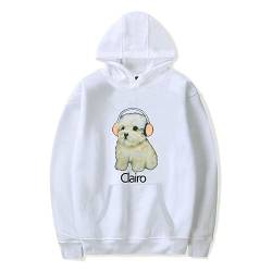 Clairo Merch Hoodie Herren Damen Entzückende Kopfhörer Welpen Drucken Kapuzen-Sweatshirt Jungen Mädchen Casual Street Wear Herbst Winter Kleidung, weiß, XXXL von Generic