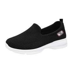 Damen-Frühlings- Sommermode, Mesh, perforiert, atmungsaktiv, Freizeitschuhe, Slip-on-Schuhe in einfarbiger Farbe Klein Schuhe Damen Sneaker (Black, 38) von Generic