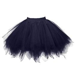 Damen Karneval Kostüm Tüllrock 50er Rockabilly Petticoat Tutu Unterrock Rock Kurz Ballett Tanzkleid Ballkleid Abendkleid Gelegenheit Zubehör (Schwarz, XL) von Generic