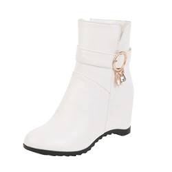 Damen Kurzschaft Stiefel Warm Sportschuhe Keilabsatz Seitlicher ReißVerschluss, Gummistiefel Damen, Damen Stiefel Flach, Schuhe Stiefel Damen, Stiefeletten Dirndl, Absatz Stiefeletten Damen von Generic