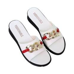 Damen Original Leopard Sandalen Wasserfest Damen Damenschuhe, Lange Slipper-Socken für Damen, für den, einfarbig, zum Reinschlüpfen, lässig, offene Damen Original Leopard Sandalen (White, 39) von Generic