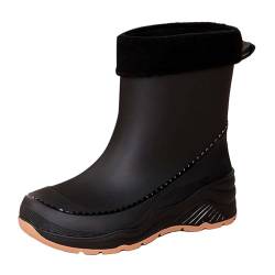 Damen Regenstiefel Weitschaft Gummistiefeletten Winter Thermostiefel Flach Rutschfest Gartenschuhe Kurzschaft Rain-Boots Leicht Arbeitsstiefel Gummistiefel Damen Gefüttert Und Wasserdicht Kurz von Generic