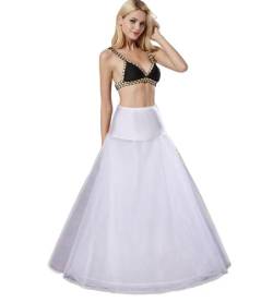 Damen Reifrock Brautkleid Lang A-Linie Petticoat, 1 Ringe 2 Schicht Hochzeitskleider Unterrock mit Spitze, Rockabilly Barock Kleid Unterröcke Krinoline fur Hochzeit Karneval Halloween(Weiß,44) von Generic