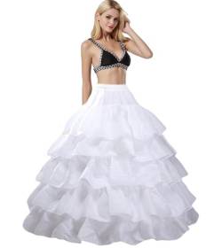 Damen Reifrock Brautkleid Unterrock Lang 4 Ring 5 Flouncing mit Rüschen Krinoline Petticoat Underskirt Reifrock Petticoat Crinoline Unterröcke für Hochzeit Party Karneval Halloween(Weiß,44) von Generic