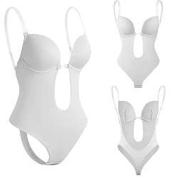 Damen Rückenfreier Body Tiefen RüCkenausschnitt Shaper BH, Partykleid mit transparenten Trägern, rückenfreier Body-Shaper-BH, unsichtbare BHS für die Bauchkontrolle von (Weiss, M) von Generic