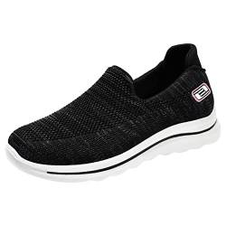 Damen Schuhe Sommer Damen Slip On Sneaker Modisch Herbst Damen Sportschuhe Flache Fliege Gewebtes Netz Atmungsaktiv Bequem Elastischer Riemen Leicht Lässig von Generic