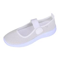 Damen-Sneakers für Turnhallen-Wanderschuhe zum Hineinschlüpfen, leichte Damen, gestrickt, Mesh-Gewebe, oberer, niedriger Absatz, Flache Freizeitschuhe für Brautschuhe Flach Brautschuhe (White, 39) von Generic