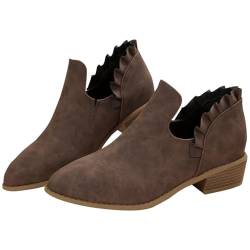 Damen Stiefelette Mit Niedrigem Absatz Minimalistischer Seitlicher Reißverschluss Stiefel Für Damen Stiefeletten Kurze Stiefel Einzelne Schuhe Für Damen Freizeitschuhe Cowboy Boots Damen von Generic