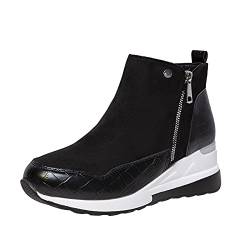 Damen Stiefeletten/Boots Warme und rutschfeste Stiefel Unisex Country Western Stiefel rutschfest Plateau Gummistiefel Stylish Plateau Schnüren Festival Biker Reitstiefel Outdoor, Autumn Winter von Generic